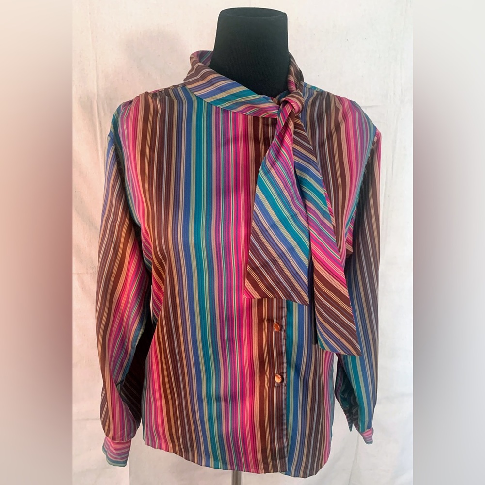 Sunny South vintage stripe secretary blouse